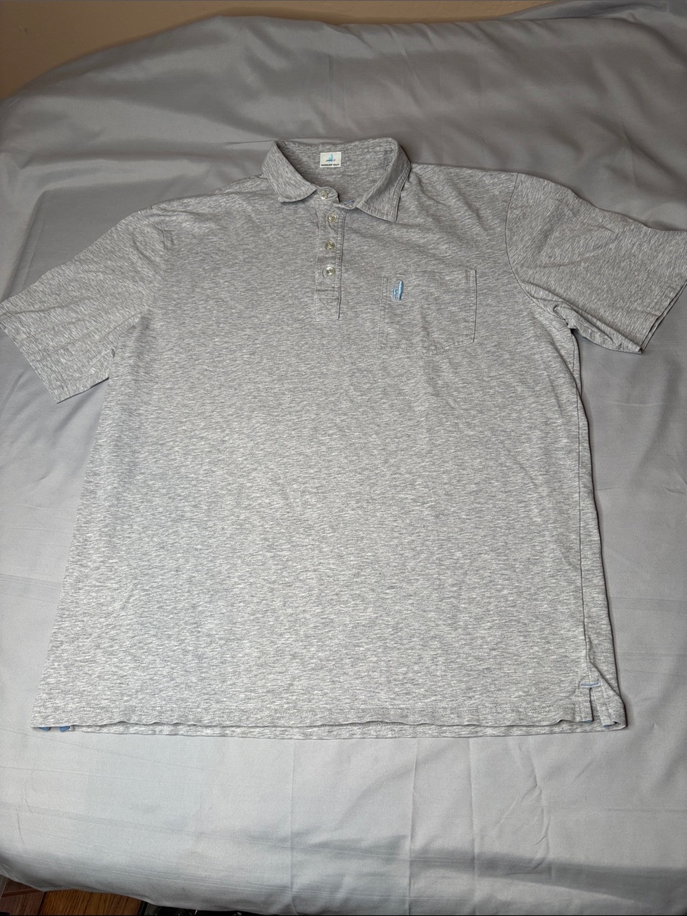 johnnie-O Light Men’s Heather Grey Short-Sleeve Polo with Pocket Size Large